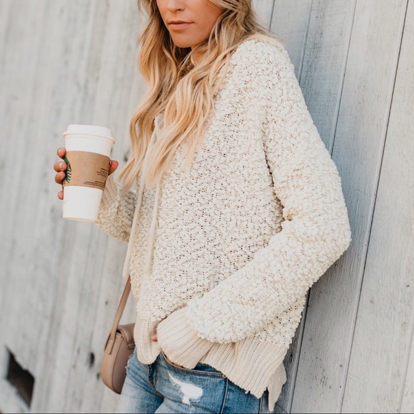 LAST SALE‼️ Cuddly Soft Popcorn Hoodie-Mocha - Picture 2 of 4